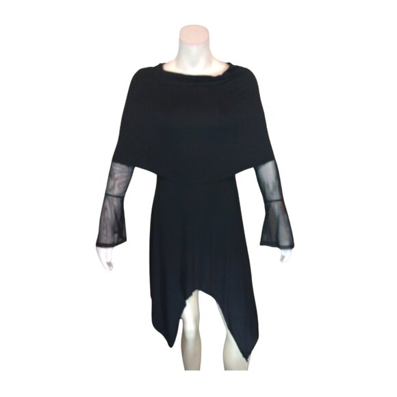 Women Black Cowl Neck Asymmetric Dress - Picture 1 of 1